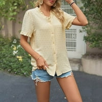 Lovskoo Ljetni vrhovi za žene Trendy Bluzes kratki rukav vrhom V-izrezom Majica od majica od pune bluze