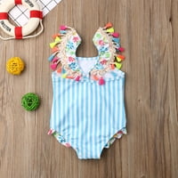 Canrulo Toddler Kids Baby Girls 3D Flamingo Bikini kupaći kostimi kupaći kupaći kupaći odijelo Plava plava 5- godina