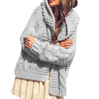 Cardigan za žene Jesen zima Teška igla Džemper Ženski zadebljani modni kaput siva veličina xxl