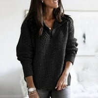 Ženski zimski modni džemper gornji dugi rukav s patentnim zatvaračem Elegantna dukserica odmorna punog boja džemper Top bluzes