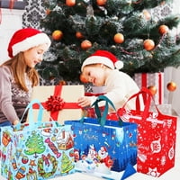 Božićne poklon torbe s ručkama Velike božićne torbe za božićne tresiranje za poklone za sklapanje kupovine, Xmas Party Supplies 12.6 × 9.84 × 669