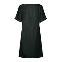 Haljine za žensko odobrenje ženske modne gumne gumb Solid Color Elegant O-izrez kratki rukav haljina