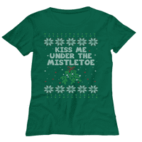 Božićna košulja žena - poljubi me pod imeleta - ljubavnici koji izlaze sa ljuljanjem majice