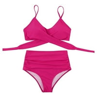 Žene Soild Print bikini set Push up kupaći kupaći kostim za kupanje visoki struk kupaći kostim