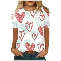 Žene Ležerne majice Kreta za ispis srca Letnji vrhovi Valentine Bluza Labavi fit pulover Holiday Tuničke