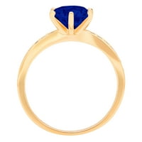 1.71ct okrugli rez plavi simulirani plavi safir 18k žuti zlatni ugraving izjava svadbeni godišnjica angažmana vjenčana prstena veličine 10.25