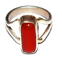 Divya Shakti 12.25-12. Carat italijanska crvena koralja Moonga Munga Gemstone Silver Ring za muškarce