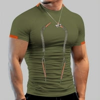 wendunide muns majica Muškarci Ljetni visoko elastičnost prozračan sportski uzorak kratkih rukava Ispiši brzu suhu fitness top zeleni xl