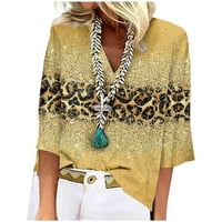 Meichang bluze za žene Business Ležerne prilike Leopard i Glitter Print The Dressing V izrez Majica modne majice za rupu