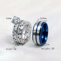 Parovi prstenovi sterling srebrni plavi dijamantski vjenčani prsten za vjenčanje mladenke za muškarce titanijumski vjenčanje