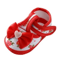 Baby sandale meki šetači luk ukras princeze ravne šetače sandale crvene veličine 11