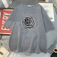 Roses Street T-majice pamučni vrhovi TEE prevelizirani HarAjuku cvjetna grafička košulja ujedinjajuća
