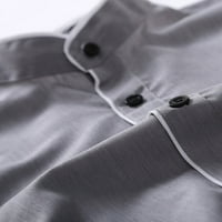 Muške majice - turtleneck bluza prema dolje od punog dugih rukava tanka dressy, za proljeće jesen sivi