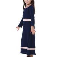Penskaiy muslimanska haljina srednje djevojke s dugim rukavima lutka navraća Colorblock haljina dječja