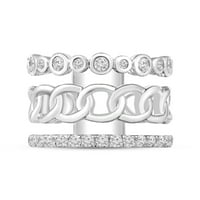 Araiya 10k bijeli zlatni dijamantski rubni prsten za žene za žene, veličine 7.5