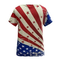 Ženske vrhove Dressy Letse Lether American Flag Majica Žene SAD Star Stripes Četvrti Juli TEE Košulje Ležerne prilike ljetne grafike V izrez Tops