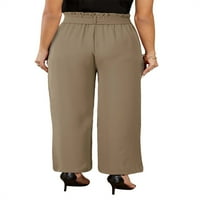 Yskkt ženski visoko nacrtani struk pantalone, palazza hlače, široke noge labave duge pantalone sa džepovima
