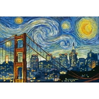 San Francisco, Kalifornija, Starry Night City Series, Lintna Press Artwork