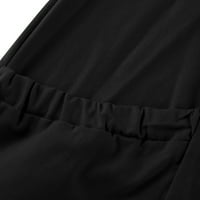 Ženska haljina za sunčanje čvrsta dužina gležnja na vratu kratkih rukava s kratkim rukavima crna m
