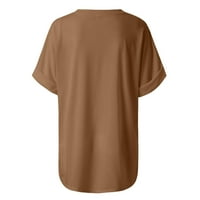 Ljetni ženski vrhovi Dressy Casual - Plus size Side Strit majica LFFSE kratki rukav Ters Workout v izrez Slatka bluza