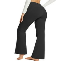 WRCNOTE Žene Sport pantalone Flared noga joga hlače Solidne tajice u boji Fitness Stretch dno Visoko struk Work Works Pant crna l