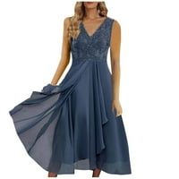 Ženska patchwork maxi podne haljina za vjenčani čišćenje ljetni modni čvrsti boja Vintage ANCLE dužina