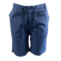 Joau muške pamučne platnene kratke hlače Comfy elastična struka vučna koljena Dužina koljena Bermuda