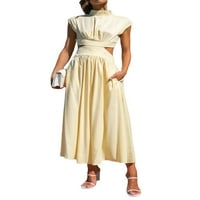 Y2K Ženska haljina za izručenje izreza Ljetna haljina od punog boja od punog boja dresa za zabavu A-line