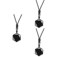Frcolor ogrlica Obsidian Hexagram nakit Amulet Reiki Crni Lucky Privjesak Kristal Ljubav Dragine Zaštita