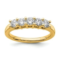 0,75ct. CZ Čvrsta stvar 14k žuti zlatni prsten za vjenčanje od 5 kamena