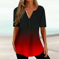 CacommAmrk PI ženski vrhovi plus veličina zazor ženske ležerne ljetne bluze V-izrez T-majice tiskano