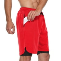 Muškarci u trčanjama kratke hlače Brze suho vježbanje Atletski kratke hlače sa džepom telefona crveno,