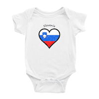 Slovenija Flag Heart Love Funny With Odjeća za bebe BodySuits Dječak Djevojka odjeća