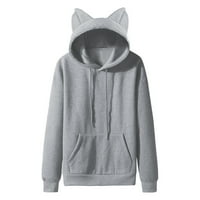 Muški ležerni čvrsti pulover mačke uši kapuljača runa džep dukserice hoodie