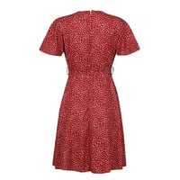 Haljine za žene Ljeto Loosep omoti otisnute mini kratki rukav V-izrez Proširiv datum struka ženske haljine s