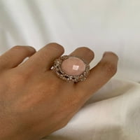 Carillon Moonstone breskvi prsten, drago kamenje 12. CT Sterling srebrni prsten za žene, veličina prstena: