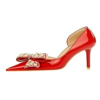 Daeful Ladies d'Orsay pumpe seksi pumpe šiljastom nožom Stiletto peta biserna klizanje na haljini cipele Ženske udobne cipele crveno 6,5