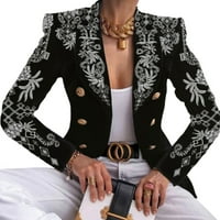 Springttc ženska modna tiskana sa dvostrukim grudima jakna od jakne rever izrez dugih rukava