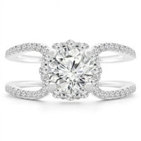 Veličanstvo Diamonds MD190545- 1. CTW okrugli dijamantski split-shank halo zaručni prsten u 18k bijelo zlato - veličine 6