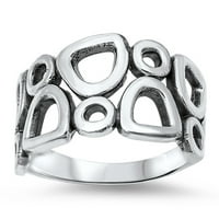 Ženski prsten sa šljunčanim mjehurićima. Sterling Silver Band nakit ženski muški unisni veličine 10