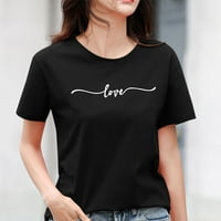 GUBOTARE vrhovi za ženske majice za žene plus veličine, dnevna majica za valentine Love Heart Print Majica Top majica Slatki kratki rukav Slatke grafičke majice, crni xxl