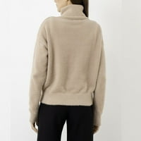 Ženski džemperi Dressy casual dugih rukava s dugim rukavima pune boje gusta toplo pulover džemper