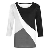Ženske geometrijske vrhove s rukavima za print Regular Fit Tunic Tee Spring bluza Crewneck uzorak meko pulover crni xxl