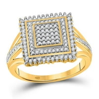 10k žuto zlatni okrugli dijamantni kvadratni prsten CTTW