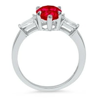 2.3ct kruška Crvena simulirana rubin 18k Bijelo zlato ugraviranje Izjava bridalne godišnjice Angažman vjenčanja Trobotna prstena veličine 7,5