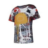 Yubnlvae majice za muškarce majica 3D kolu TOP Ležerni odštampani izrez za ljetnu bluzu kratkih muških