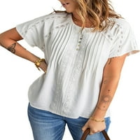 Chase Tajne ženske čipke Crochet ušice T-majice Bijela kratkih rukava s majicama na ležernim majicama