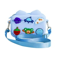 MachineKome torba na rame Silikon Crtani crossbody Mini prijenosna torbica za školsku putokaz u stilu stila, plava