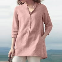 Mnjin Ženske majice i bluze Žene V vune Vrući gumbi sa čvrstim vrhovima Ležerna labava majica majica