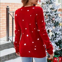 Riforla ženski džemper santa santa jesen i zimski novi slovo vez božićne džemper ženski pulover džemper crveni s